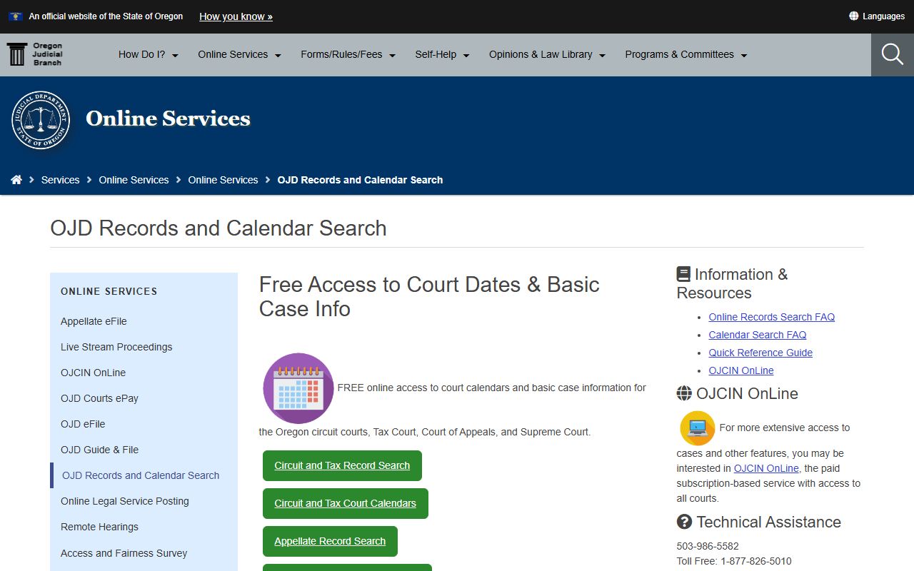 Harney County court dockets OJD records and calendar search