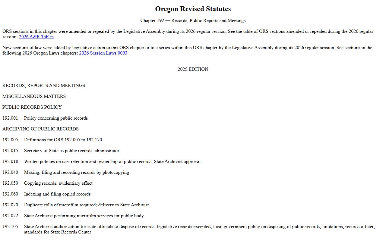 Harney County court records Oregon Public Records Law