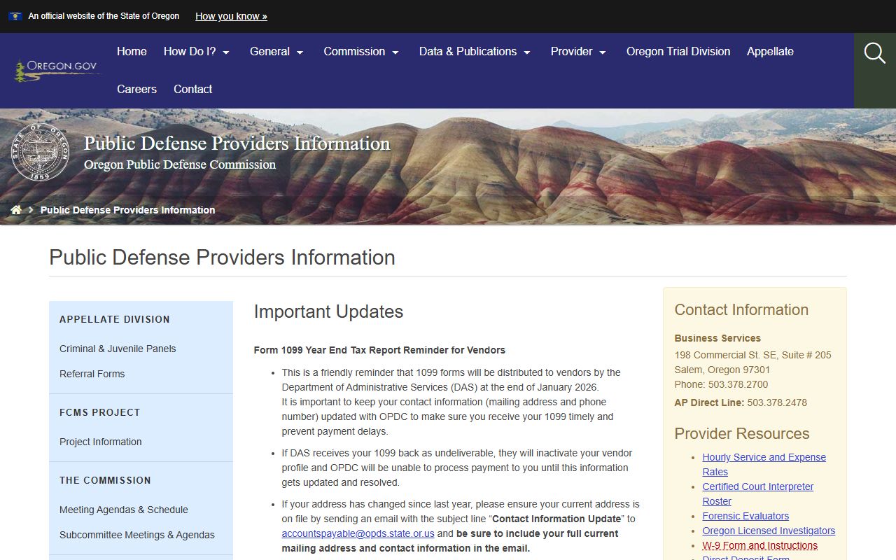 Harney County criminal court records OPDC provider information