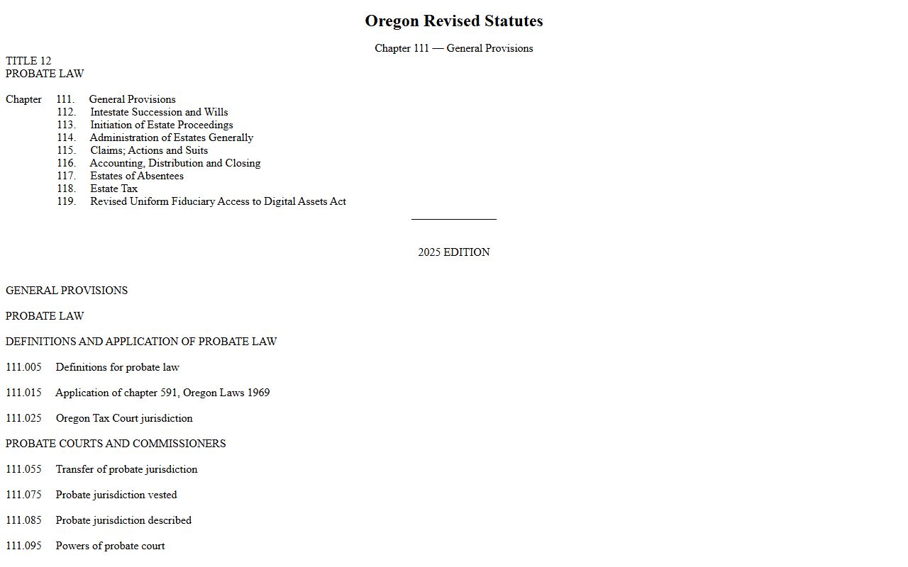 Harney County probate records ORS 111 jurisdiction source